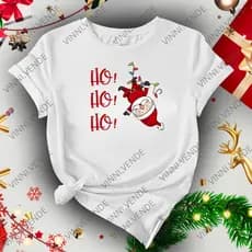 Camiseta Papai Noel Ho Ho Ho Estampa Especial De Natal Blusinha 100% Algodão Unissex
