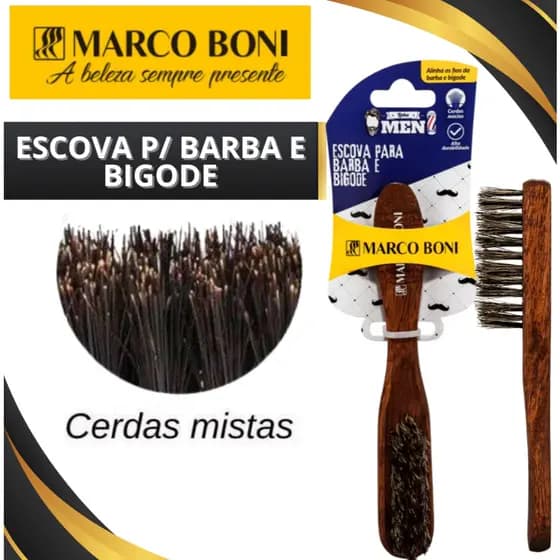 Escova Para Barba E Bigode Marco Boni Pequena Em Madeira