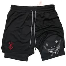 Short Compressão Esportivo 2 em 1 Berserk Sacrifício Símbolo Anime Manga Para Academia Treino