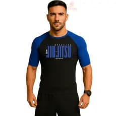 Rash Guard Manga Curta Jiu-jitsu Bjj Fight Wear Azul Treino Luta Academia P M G GG