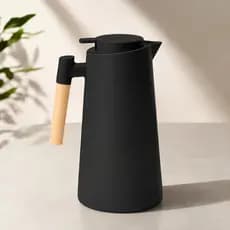 Garrafa Térmica Nórdica Com Cabo Em Madeira 1 Litro - Mantém Quente Café Chá Cozinha e Escritório
