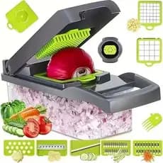 Cortador de Legumes 16 em 1 Fatiador Multifuncional Triturador de Verduras com Lâminas Inox