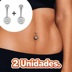 Piercing Umbigo Titânio 2 Zircônias Cristal antialérgico kit com 2 unidades