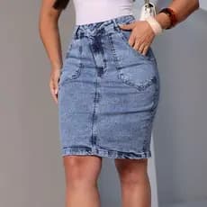 Saia Secretaria Com Bolso Chapado Moda Evangelica Com Lycra