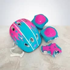 Kit Protecao Infantil Capacete Cotoveleira Joelheira Munhequeira Patins Skate Bicicleta 7 Pcs Preto