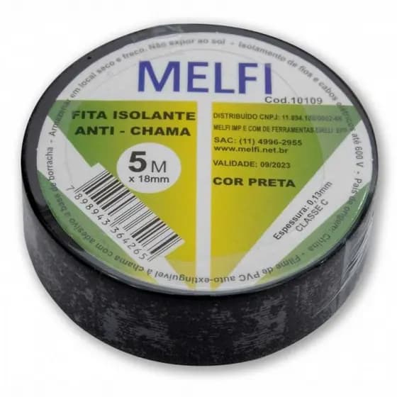 Kit 10 Fitas Isolantes Antichamas Melfi 5m x18mm