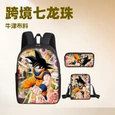 Mochila escolar de anime Dragon Ball, bolsa de ombro, estojo de lápis, conjunto de três peças, mochila escolar leve e mo