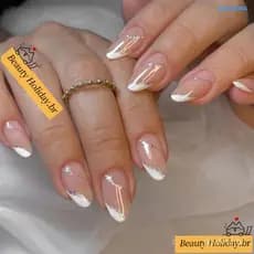 unhas postiças decoradas francesinha Conjunto De Unhas Falsas Ripple Ovais Com Cola Pregos Falsos