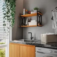 Prateleira Estilo Industrial 60x23cm Suporte Organizador Moderno para Cozinha Lavanderia Quarto