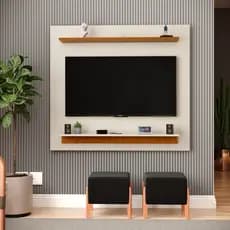 Painel Rack Estante Suspenso para TV até 32 Polegadas com 2 Prateleiras Luxo Quarto Sala Apartamento