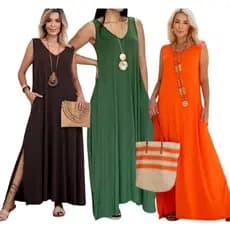 Vestido Longo Regata tecido Viscolycra Premium fendas laterais