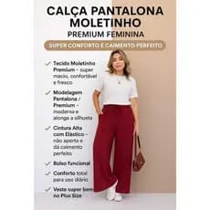 Calça Pantalona Moletinho Premium Feminina – Super Conforto e Caimento Perfeito Plus Size