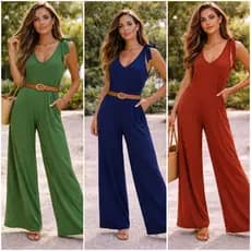 Macacão Regata Pantalona Premium Feminino com Lacinho no Ombro – Conforto e Elegância