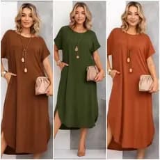 Vestido Midi Elegante Feminino  – Conforto, Estilo e Caimento Perfeito