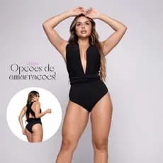 Body Amarração Transpassado Multiformas de Crepe Moda Casual La Bella