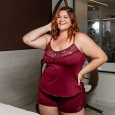 Baby doll Plus Size Com renda Feminino Básico
