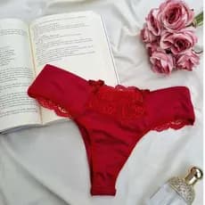 Kit com 3 Calcinha Fio Duplo Com Renda de Poliamida Conforto Calcinhas Femininas Sensual