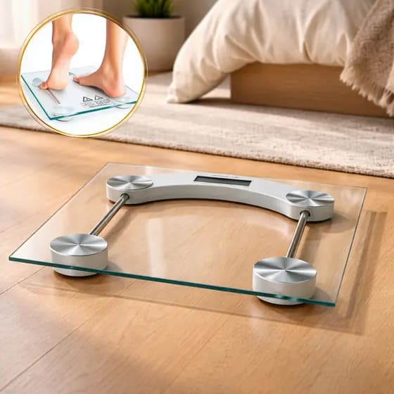 Balança Digital de Vidro até 180kg Visor LED Automática Alta Precisão