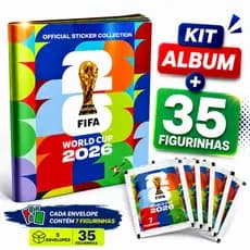 Album Copa + 35 Figurinhas Copa Do Mundo Capa Mole Brochura Oficial 2026 Kit