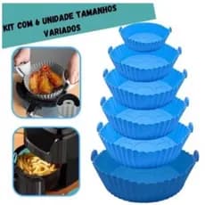 KIT 6 Assadeira forma de silicone air fryer Em Silicone Flexível Lavável forno e microondas