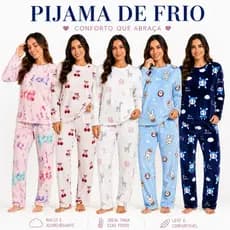 Pijama Feminino Fleece Peludinho quentinho Inverno Fechado LISA/ESTAMPADA Aleatório