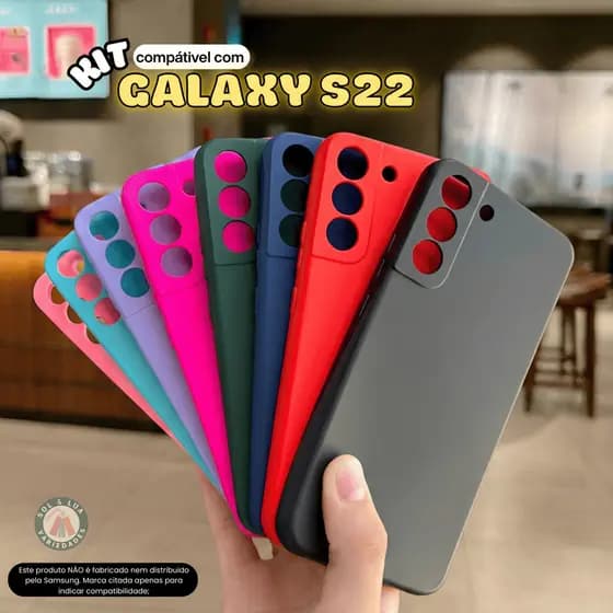 Kit compatível com Galaxy S22 Capa Capinha + Película 3D Cerâmica Privacidade Câmera