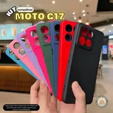 Kit Capa Capinha compatível com Moto G17 + Película 3D Cerâmica Privacidade Câmera
