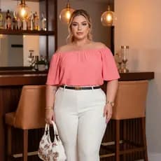 Blusa ombro a ombro plus size tamanho grande moda jovem chique elegante