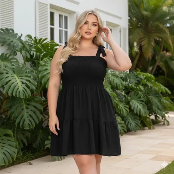 Vestido verão tamanho maior soltinho alças de amarrar modelo duas marias básico fresquinho