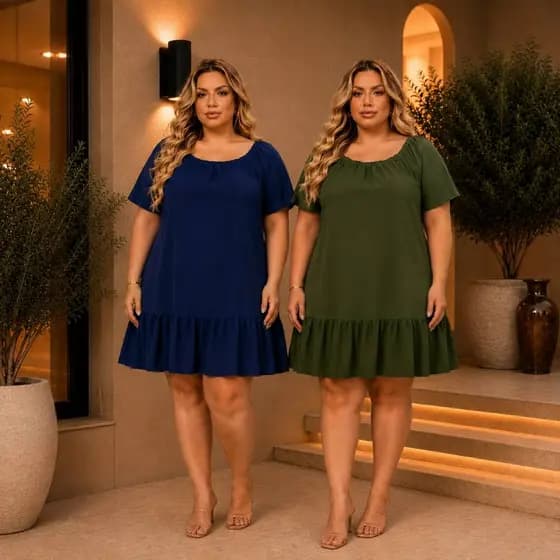 kit 2 vestidos de grávida estilosa vestido feminino plus size gestante soltinho feminino amamentação básico GG G1 G2 G3
