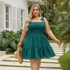 Vestido curto plus size feminino lastex soltinho com alças G1 G2 G3