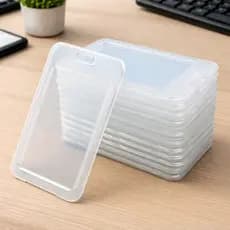 Porta Crachá Transparente Vertical Dupla Face para Cartão RG Bilhete Único e Estudantes