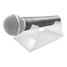 Suporte Microfone Expositor Mesa Balcão Acrílico Cristal Cor Branco
