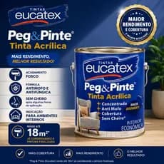 Tinta Eucatex Acrilica Pintura Parede Peg E Pinte 3,6l Cores