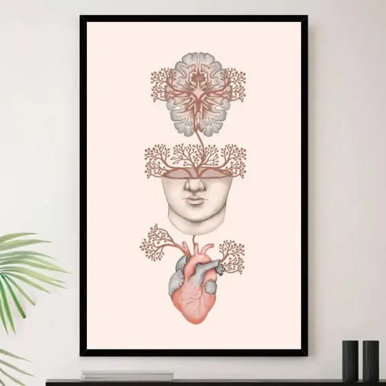 Quadro Cerebro Mente Coração Ligação Decorativo A3 35x45cm