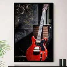 Quadro Guitarra Rock Marrom Show Decorativo A3 35x45cm