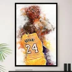 Quadro Kobe Bryant Aquarela Basquete Decorativo A3 35x45cm