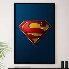 Quadro Super Homem Simbolo Heroi Decorativo A3 35x45cm