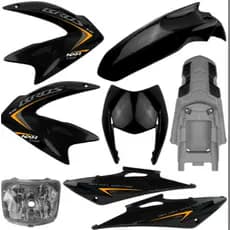 Kit Carenagem Completo + Farol Bloco Óptico Nxr Bros 150 Preta Ks Es Esd 2009 A 2012 Com Adesivos