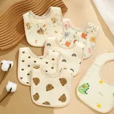 Babador Forma U Bebê 100% Algodão Macio Babador Bebê Bandana e Flor Trcido Duplo Fecho de Pressão