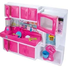 Cozinha Infantil Com Pia Armário Funcional Rosa Brinquedo Educativo Criativo