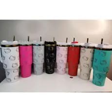 Copo Garrafa térmica Hello Kity - 1200ml Canudo Carro Viagem