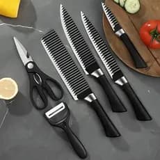 6-Piece Kitchen Utensil Set with Knives, Scissors, and Peeler Practicality and Versatility