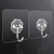 Kit 10 or 15 Transparent Adhesive Hooks Multifunctional Self-Adhesive/Supports more than 15 KG