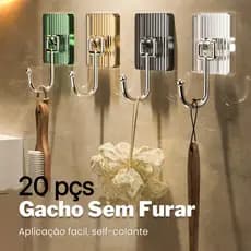 Kit 20 Ganchos Adesivos Transparentes Super Resistentes e Sem Marcas na Parede