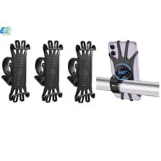 Kit 3 Suportes de telefone móvel de silicone de bicicleta de boa qualidade de 360 graus de rotação