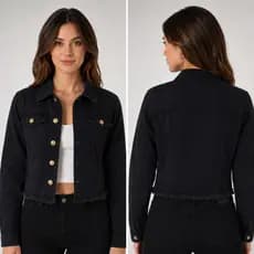 Jaqueta Feminina Jeans Casaco Jaquetinha Manga Longa Cropped Original Com Lycra