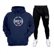 Conjunto de Moletom com Calça Preta Country Club 2 Tecido de Alta Qualidade Flanelado