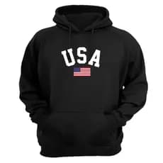 Blusa Moletom Flanelada Usa Bandeira Com Bolso e Capuz Alta Qualidade