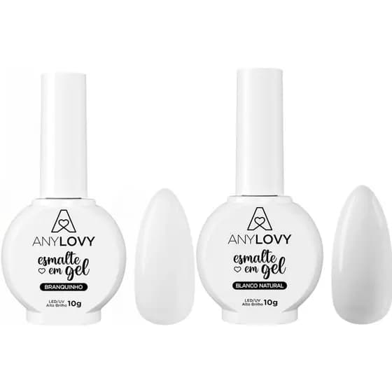 Kit Francesinha Esmalte em Gel ANYLOVY Branquinho + Blanco Natural LED/UV Alta Pigmentação